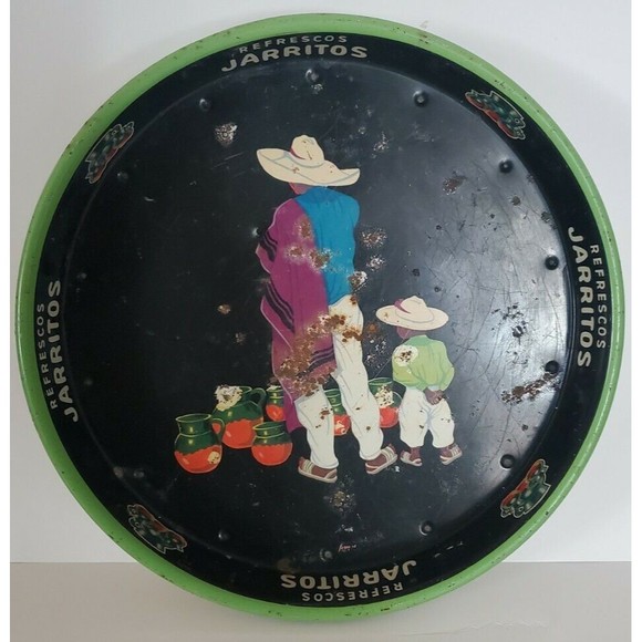 Other - Old Tome Jarritos Mexican Soda Tray Native Indians Restaurant Bar Vintage Metal